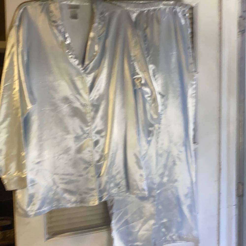 ADONNA Embroidered Silky Pale Blue PJ’s- Large Exc